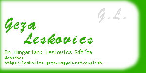 geza leskovics business card